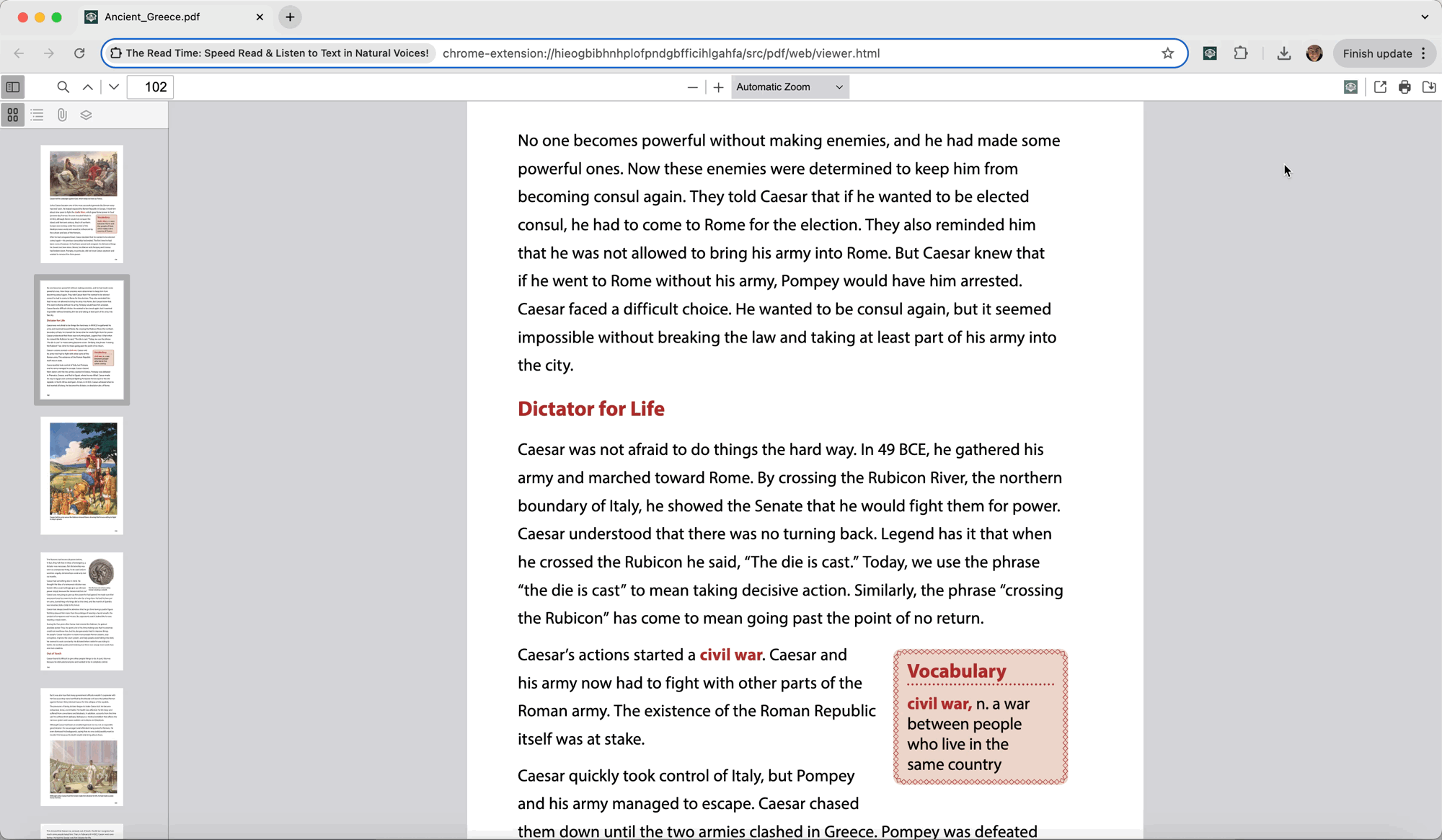 Demonstration of how the PDF speed reader works